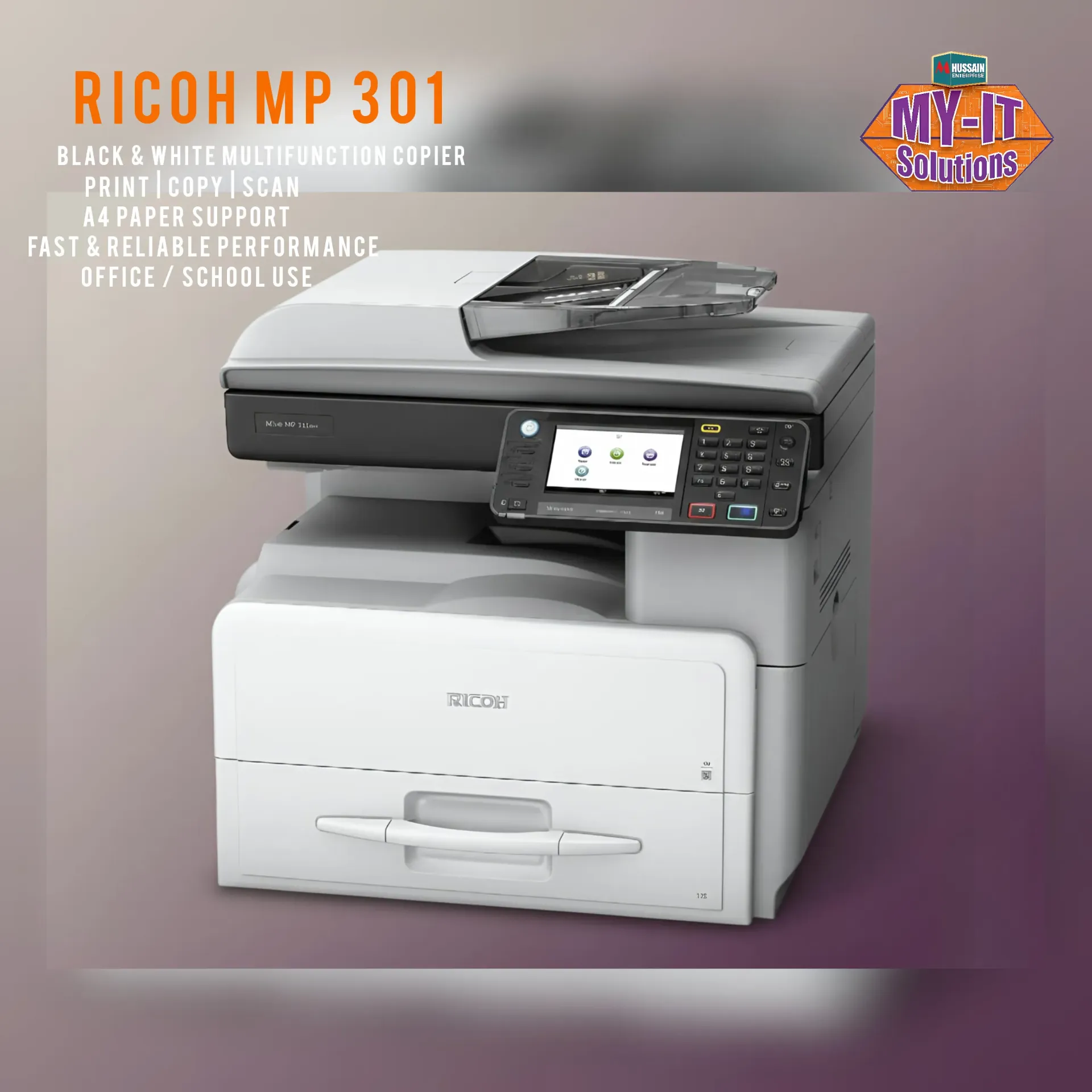 Ricoh MP 301 – Compact, Fast & Smart Copier, Desktop Size (Black)