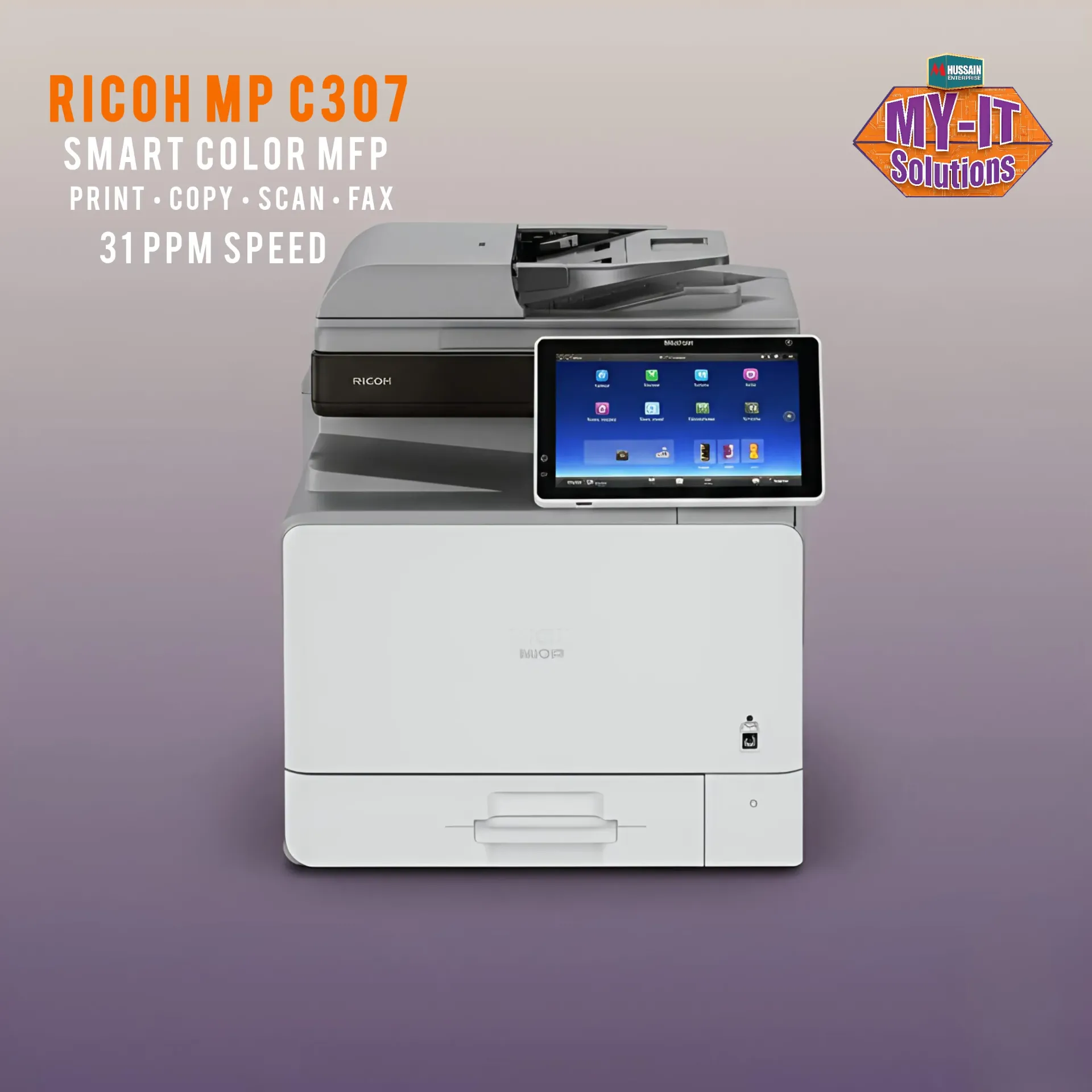 Ricoh MP C307 – Smart Laser Multifunction Printer, Desktop Size (Color)